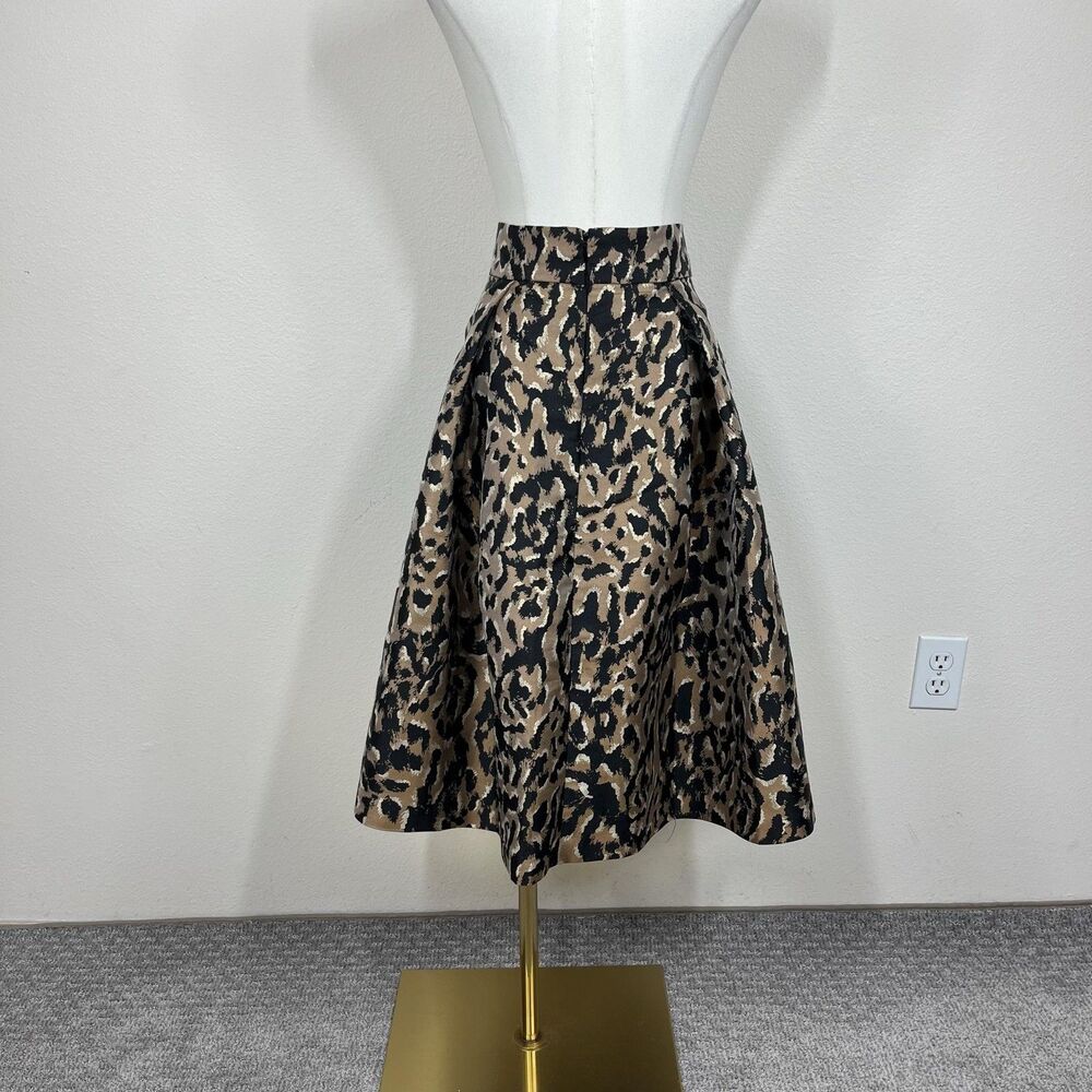 Eliza J Midi Skirt Womens 10 Gold Leopard Metallic Jacquard Party Formal Wedding
